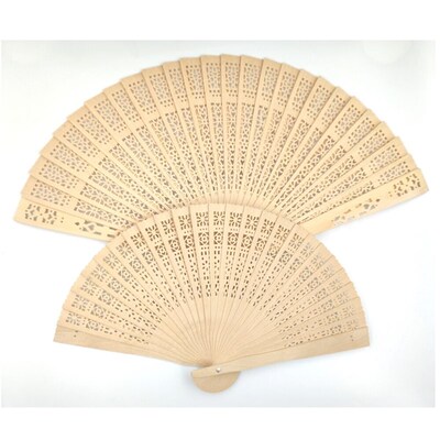 50Pcs Personalized Engraved Wood Folding Hand Fan Wedding Pe
