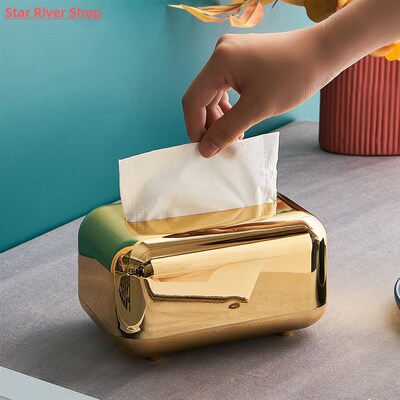 Golden tissue boxes Storage Napkin holder kitchen tissue box