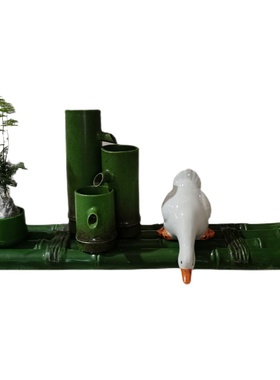 循环流水鱼缸diy配件陶瓷养鱼仿竹子流水器水缸石磨装饰景