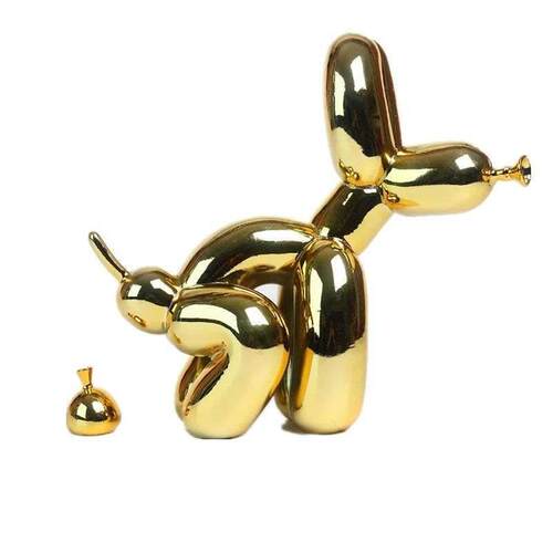 Balloon Dog Doggy Poo Statue Resin Animal Sculpture Home Dec