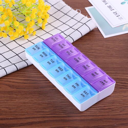 14 Grids Weekly Pill Case 7 Days Medicine Box Tablet Dispens