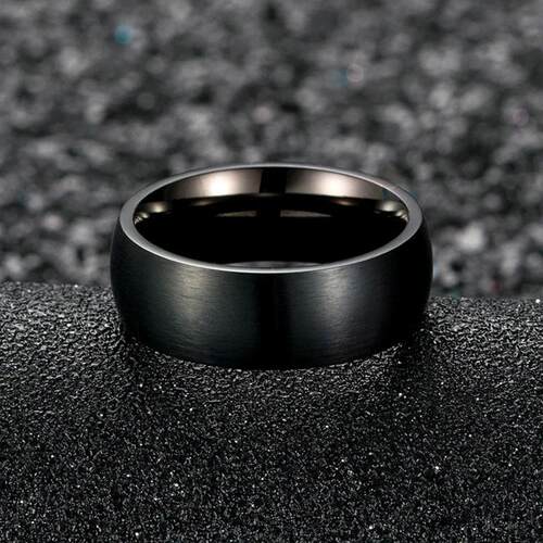 Classic Men Stainless Steel Rings Black Solid Simple Rings