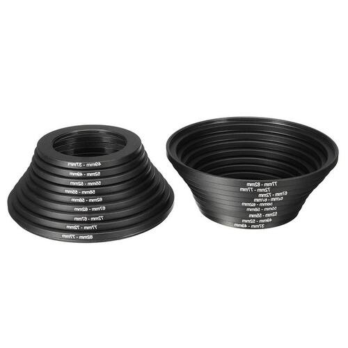 9pcs Camera Lens Filter Step Up Drop Down Ring Adapter Set
