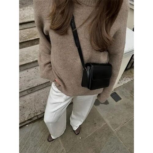 Brown Casual Round Neck Knitted Pullover Women Fashion Long