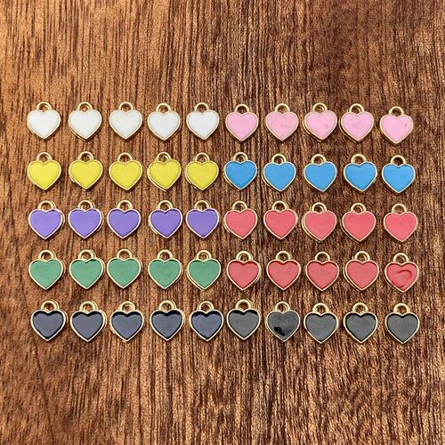 50pcs 87mm Drip Glaze Mini Heart Charms  Craft Supplies