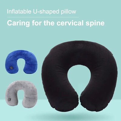 1PC U-shaped Travel Pillow Portable Inflatable Neck Cervical