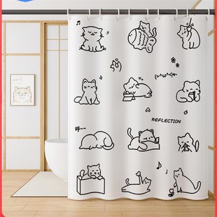 waterproof Shower Curtain bath Window curtain rod hooks set