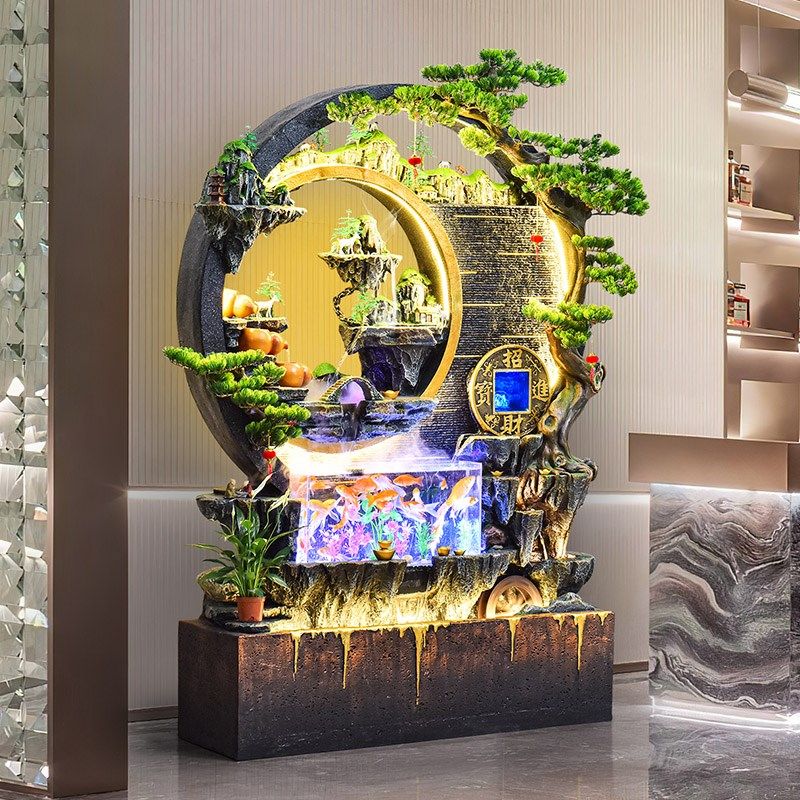 酒店会所水幕墙流水墙大假山喷泉玄关水景墙屏风庭院景观落地摆件,家居饰品,落地摆件,淘宝优惠券,粉丝福利购,淘宝优惠卷