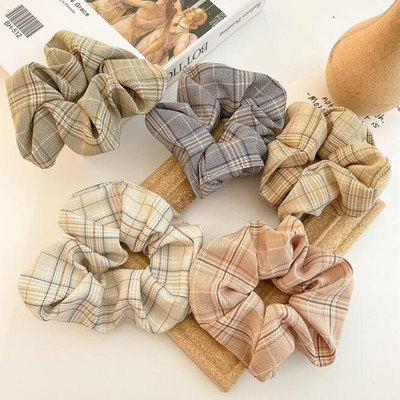 Coloful Korean Plaid Scrunchie Elastic Hair Rubber Bands for