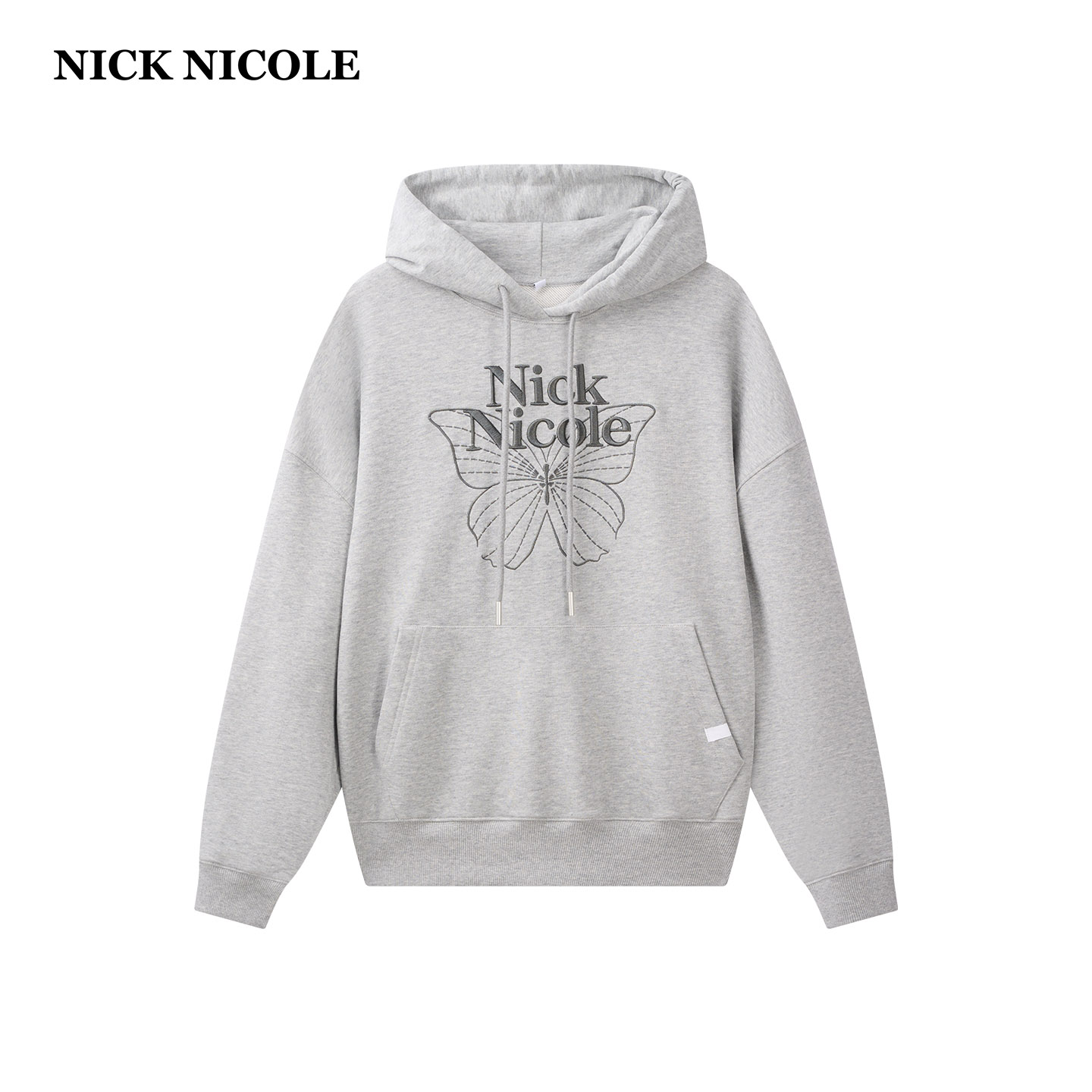 NICK&NICOLE26秋季蝴蝶字母印花连帽卫衣女韩版宽松休闲上衣新品
