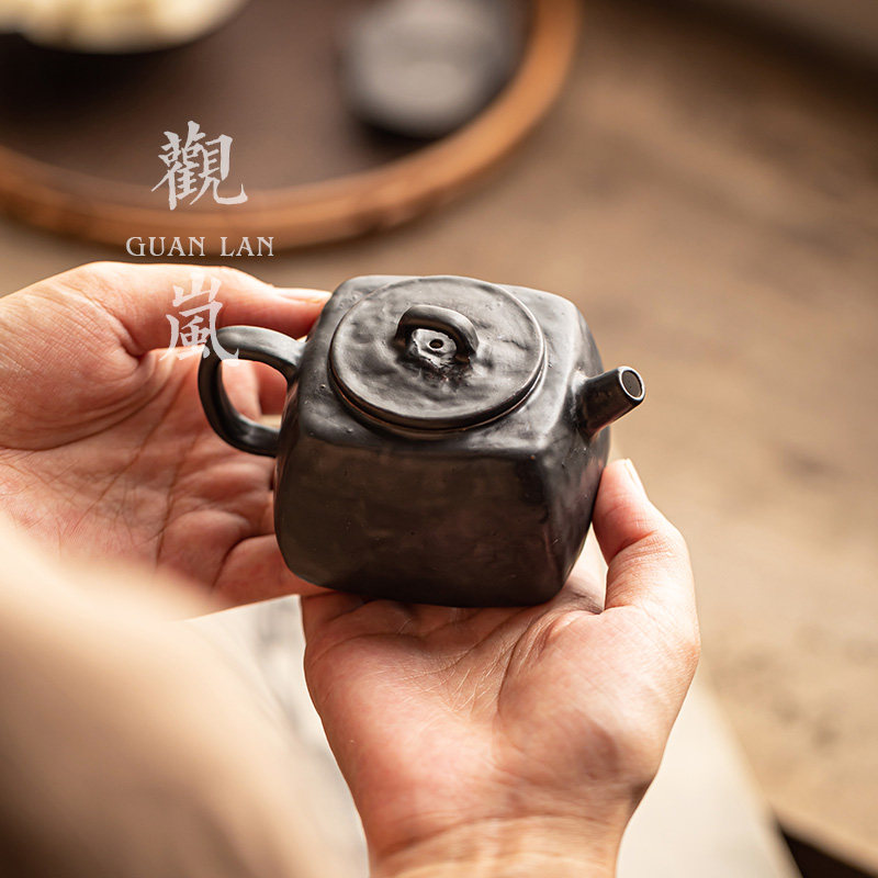 观岚粉引手工茶壶陶瓷家用泡茶器复古中式功夫茶具泡茶壶小号单壶,餐饮具,茶壶,淘宝优惠券,粉丝福利购,淘宝优惠卷