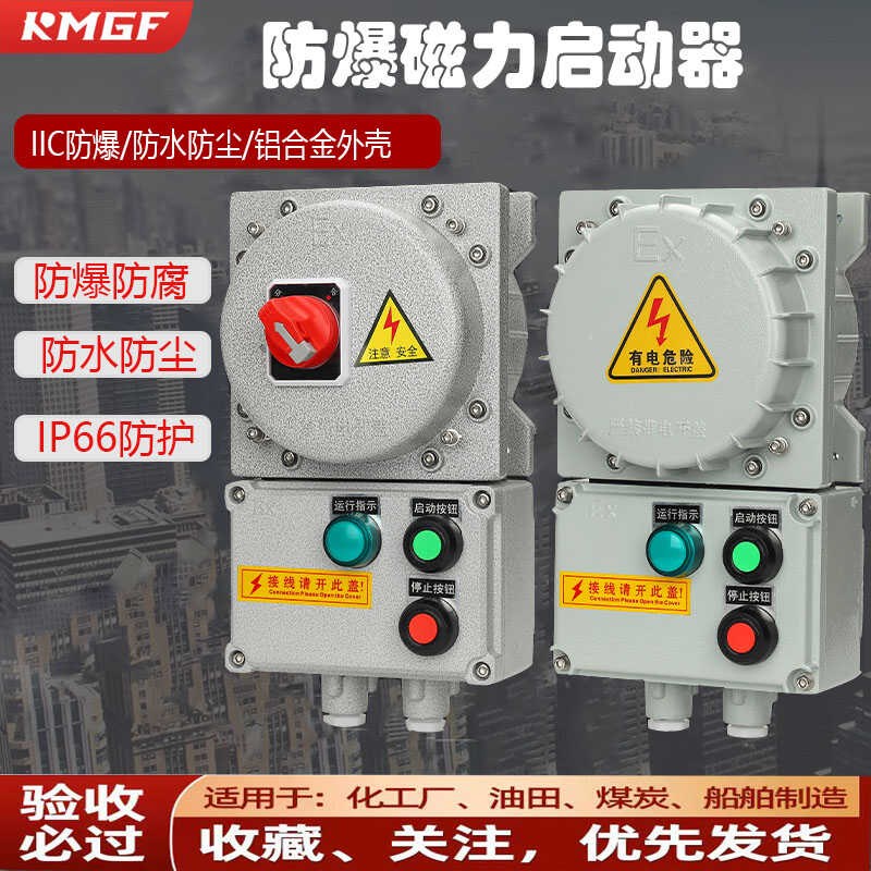 IIC粉尘防爆操作控制箱水泵磁力启动器电机开关控制防水铸铝外壳