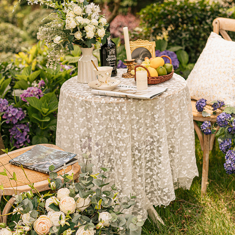 蕾丝桌布法式复古白色刺绣圆桌茶几布餐桌布艺长方形台布盖巾布,居家布艺,桌布,淘宝优惠券,粉丝福利购,淘宝优惠卷