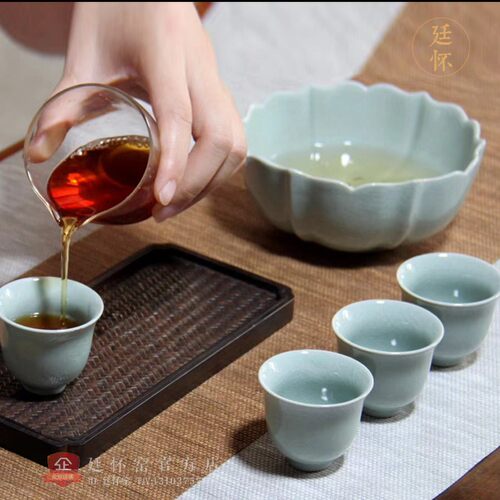 廷怀汝瓷原产地汝州原矿瓷茶海功夫茶具茶碗开片玛瑙釉陶瓷茶洗
