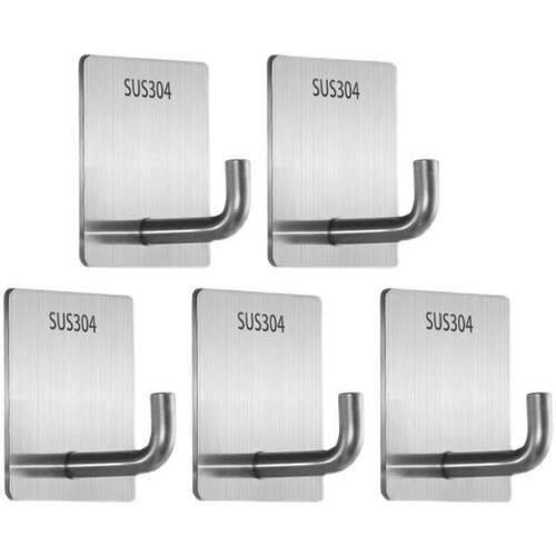 Stainless Steel Hooks for Bathroom and Kitchen, No-Drill Wal