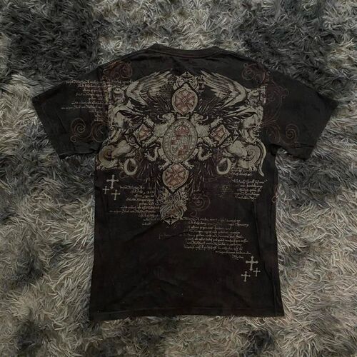 2000s Affliction Shirt Skull Print Fashion Graphic Top Sreet