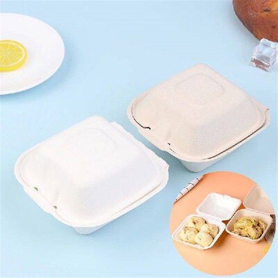 10Pcs Disposable Bento Box Fruit Salad Hamburger Box Pulp