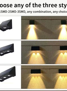 Solar Wall Lamp Outdoor Waterproof Warm White Fence Light So