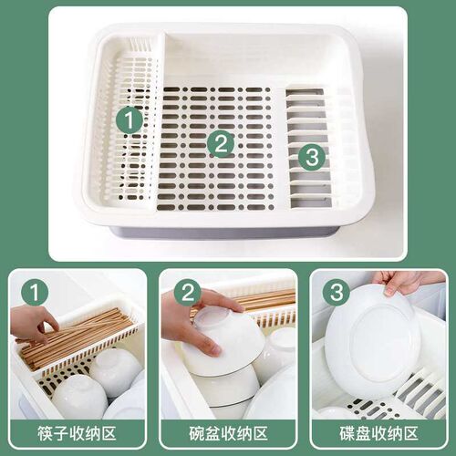 Kitchen Dish Rack Bowl Chopsticks Storage Box Tableware Drai