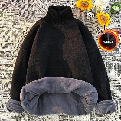 Privathinker Winter Warm Mens Turtleneck Sweaters Solid Kor