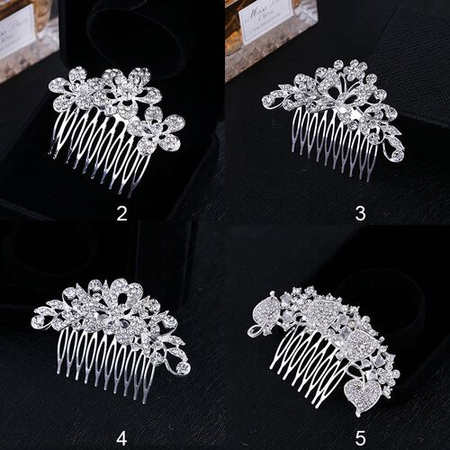 Bridal Wedding Hair Comb Tiara Silver Plated Crystal Rhinest
