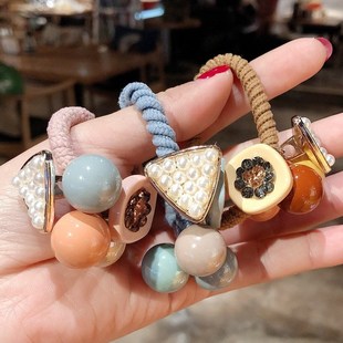 Korea Style Hair Ropes Cute Simple Width Color Metal Ball El