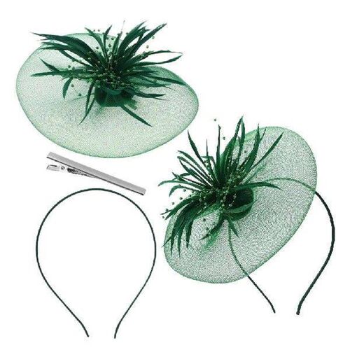 2 Pcs Green Mesh Feather Headb s for Women Hair Clip