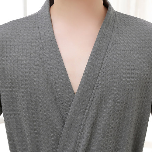 Hot Selling Men Summer Suck Water Waffle Bathrobe Male Plus