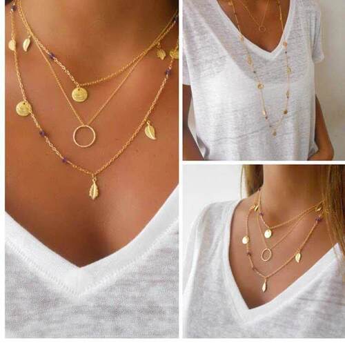 Handmade tassel pendant leaf pendant multi-layer womens all