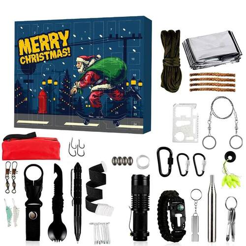 Survival Tools Advent Calendar for Teen Adult with Camping G