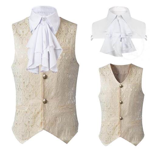 。Mens medieval clothing retro mens short vest Wig Hallowe