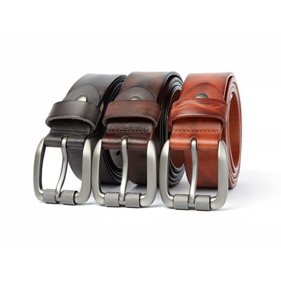 Mens Belt Genuine Leather Sturdy Buckle Vintage Belt 皮裤带