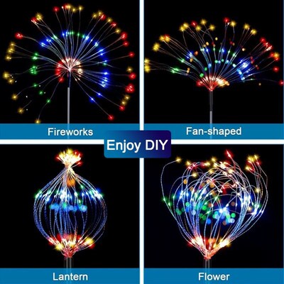Solar LED Firework Fairy Lights Outdoor Garden Decoration La