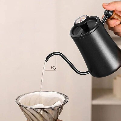 Portable Stainless Drip Jug Coffee Kettle With Thermometer 5