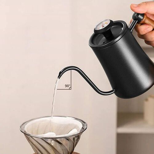 Portable Stainless Drip Jug Coffee Kettle With Thermometer 5