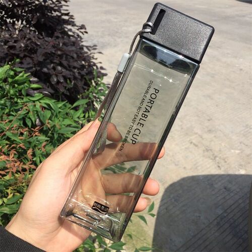 New Water Bottle Transparent Square Plastic Matte Drink Cup