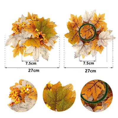2pcs Simulated Maple Leaf Candlestick Decoration Wreath Than