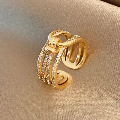 Irregular Hollow  Adjustable Opening Pearl Rings For Women S