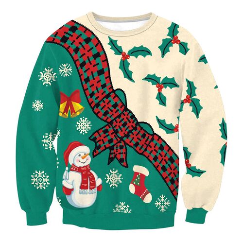 Men Women Xmas Sweatshirt 3D Christmas Snowman Snowflakes So