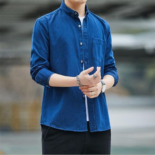 New denim cotton long sleeve shirt Japanese style fresh casu