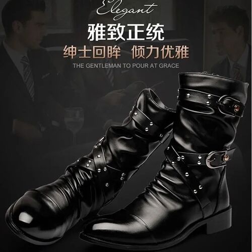Mens Leather High Quality Mid Tube Boots Fashion Classic Au