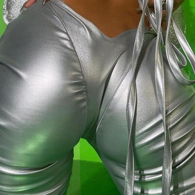Kliou Shiny Women Pants Hipster Solid Faux PU Leather High S
