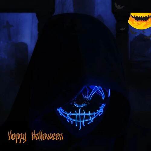 Cold Light Halloween Mask Ghost Dance LED Luminous Black V M