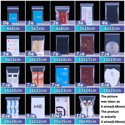 100pcs Zip Lock Plastic Bags Reclosable Clear Storage Bag