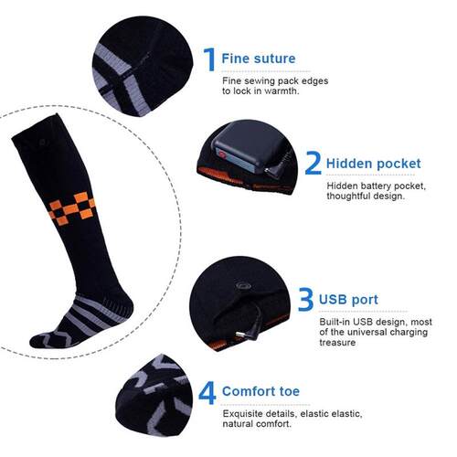 Electric Heated Socks Fever Socks Rechargeable Winter Therma
