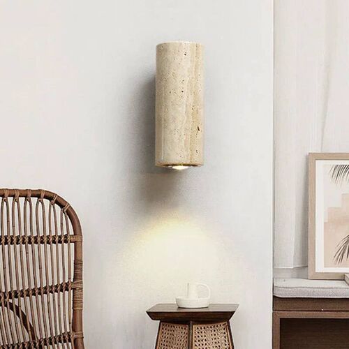Wabi Sabi Yellow Marble Wall Lamp Led Bedside Japan Bedroom