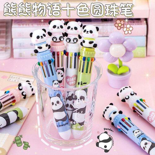 4 Pcs 10 Color Ballpoint Pen Retractable Wild Life Writing