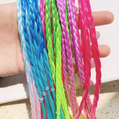 Synthetic Colorful Braids Hair Extensions With Rubber Bands