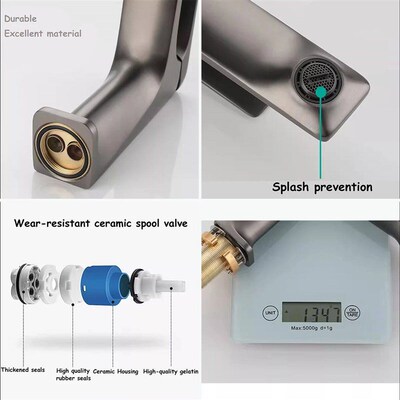 Brass Core Modern Bathroom Sink Faucet Grey Hot And Cold Wat