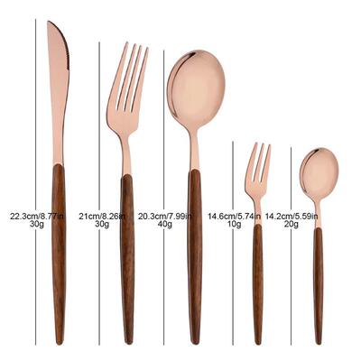 20Pcs Dinnerware Set Stainless Steel Imitation Wooden Handle